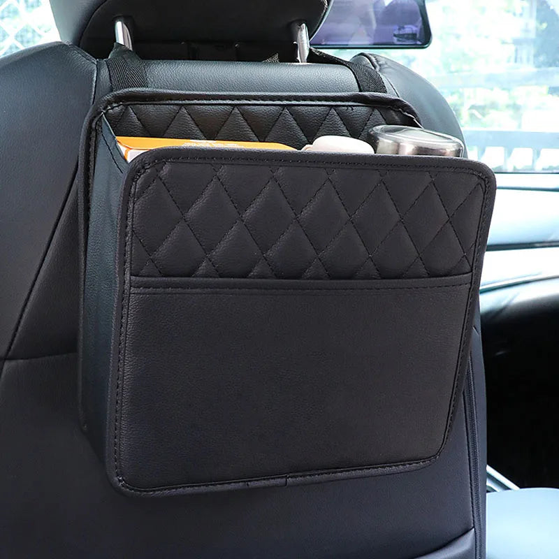 PU Leather Car Backseat Organizer - Multifunctional Hanging Storage Bag